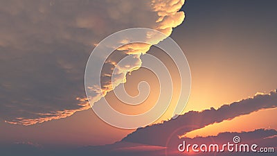 Evening sky - sunset covered by clouds Stock Photo
