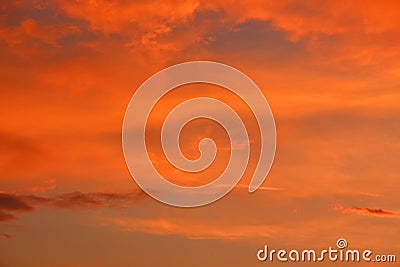 Evening sky at sunset in scarlet colors Stock Photo