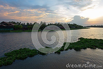 Evening sky at Tha Chin river(Maenam Tha Chin),Nakhon Pathom,Thailand Stock Photo