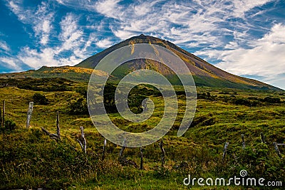 Evening sun gracing Pico on the island of Pico-Azores-Portugal. Stock Photo