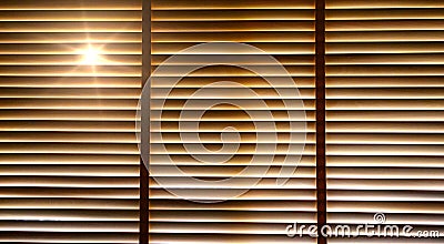 Blinds, Evening sun light outside wooden window blinds, sunshine and shadow on window blind. Stock Photo