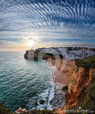 Evening sunset Atlantic coastline, Algarve, Portugal Stock Photo