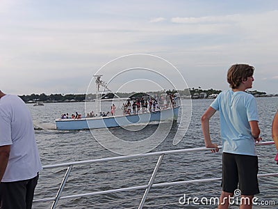Evening Sunset Dolphin Cruise in Orange Beach, AL Editorial Stock Photo