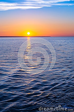 Evening sunset over sea horizon Stock Photo