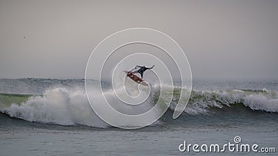 Evening surfing in Huanchaco Editorial Stock Photo