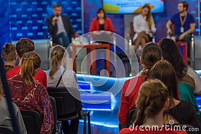 Evening talk show on the TV Editorial Stock Photo