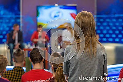 Evening talk show on the TV Editorial Stock Photo