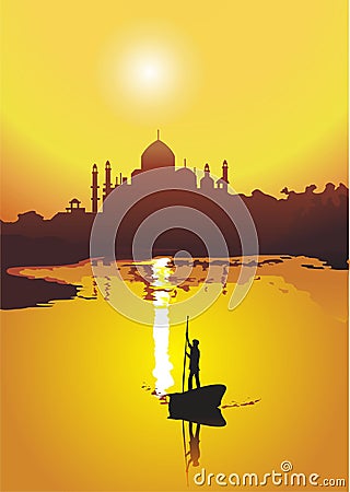 Evening temple Vector Illustration