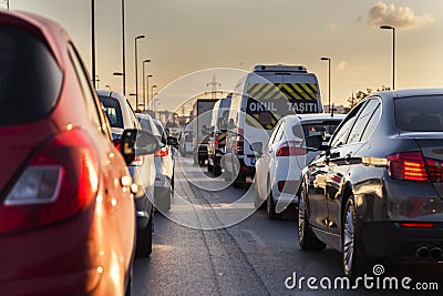 Evening traffic. Istanbul Turkey. Editorial Stock Photo