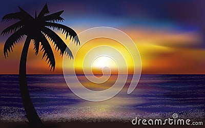 Evening tropical sea, vector Vector Illustration