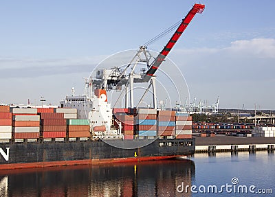 Jacksonville City Port Cargo Ship Stock Photo