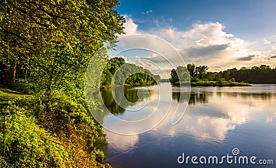 Evening view of the Delaware River at Delaware Water Gap National Recreational Area, New Jersey. Stock Photo