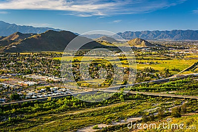 Evening view of distant mountains and valleys Stock Photo