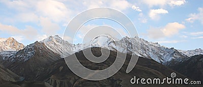 Evening view of hindukush or hindu kush mountain ridge, Tahikistan and afghanistan, view from Pamir Stock Photo