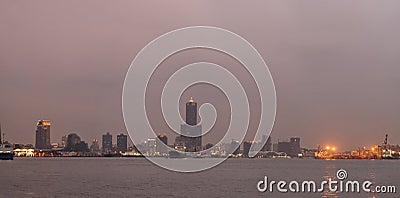 Evening view of Kaohsiung Harbor in Taiwan. Stock Photo