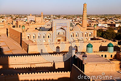 Evening view of Khiva - Uzbekistan Editorial Stock Photo