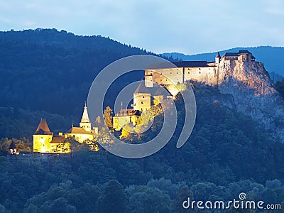 Evening view of Orava Castle Stock Photo