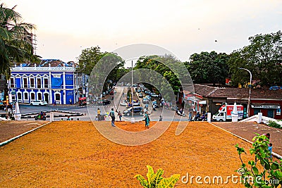 Evening view of the panjim city from the famous panjim church OUR LADY OF IMMACULATE CONCEPTION Editorial Stock Photo