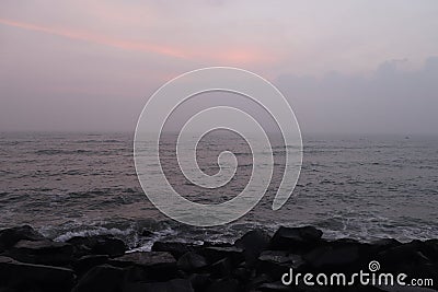 Evening view of the Promenade beach in Puducherry, India tourism Stock Photo