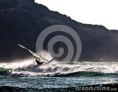 Evening windsurfer Stock Photo