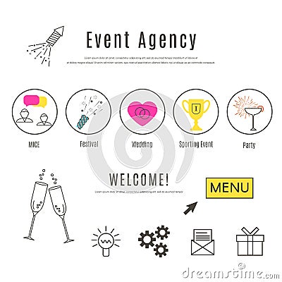 Event Agency Web Design Template Vector Illustration