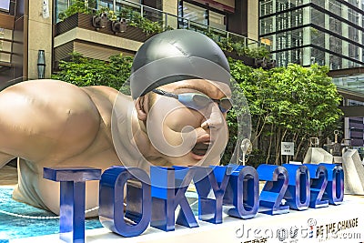 Event `Be the change Tokyo 2020` organized on the theme of the future Olympic Games in Tokyo in 2020. Editorial Stock Photo