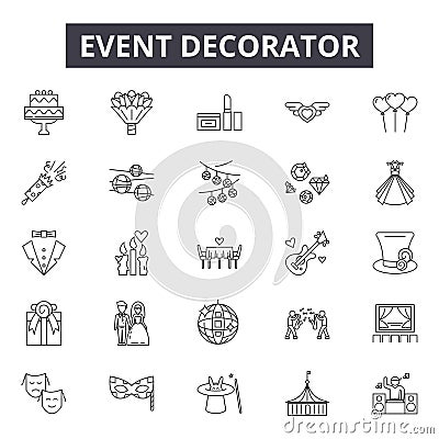 Event decorator line icons, signs, vector set, outline illustration concept Vector Illustration