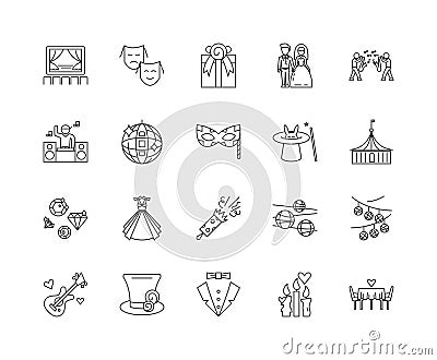 Event decorator line icons, signs, vector set, outline illustration concept Vector Illustration