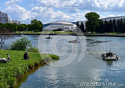 Event dedicated to the 90th anniversary of the establishment of the Soviet Airborne Forces on the eve of Day of Paratroopers and Editorial Stock Photo