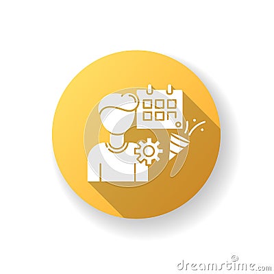 Event manager yellow flat design long shadow glyph icon Vector Illustration