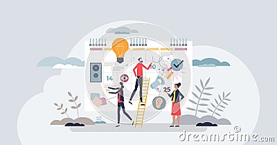 Event planning as celebration time schedule management tiny person concept Vector Illustration