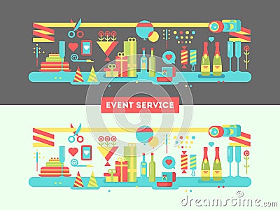 Event service design flat Vector Illustration
