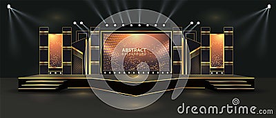 Event Stage design for business conferences, corporate projects presentations, shareholders event or meeting with slides on Vector Illustration