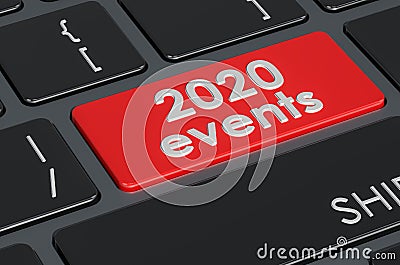 2020 events button on keyboard, 3D rendering Stock Photo