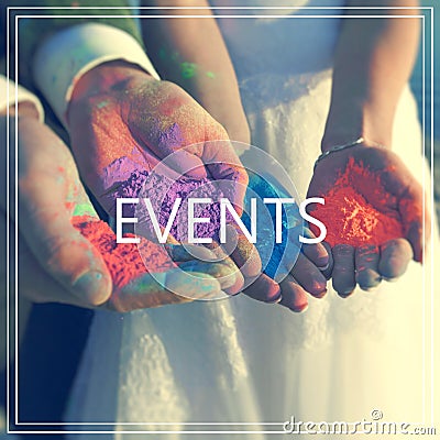 Events. Hands with many colours. Stock Photo