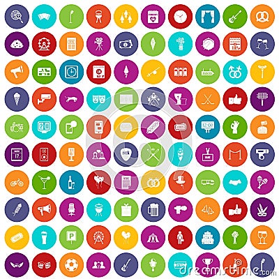 100 events icons set color Vector Illustration