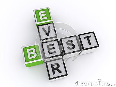 Ever best word block on white Stock Photo