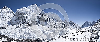Everest base camp area and view on Nuptse Stock Photo