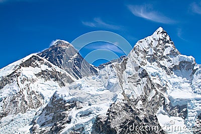 Everest and Lhotse mountain peaks Stock Photo