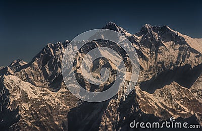 Everest mountain highest peak in the world at 8848 Stock Photo