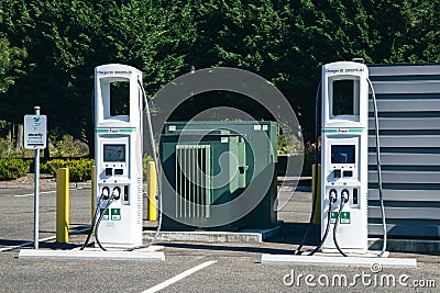 Electrify America EV Charging Station at Premium Outlet Shopping Center Editorial Stock Photo