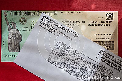 United States Treasury IRS Income Tax Refund Check Editorial Stock Photo