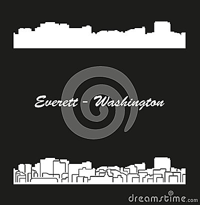 Everett, Washington city silhouette Vector Illustration