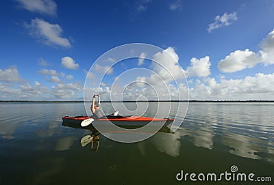 Woman kayaking in Everglades National Park, Florida. Editorial Stock Photo