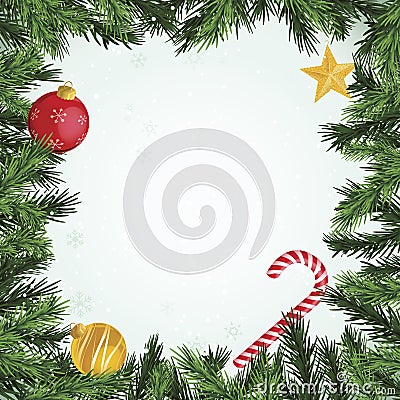 Evergreen Christmas Ornament Border Vector Illustration