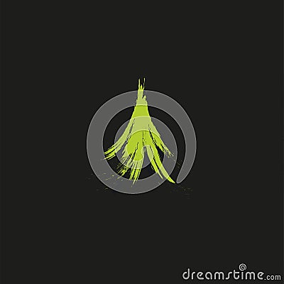 Evergreen coniferous green color needles tree, cedar, pine brunches. Abstract vector logo element. Natural leaves on Vector Illustration