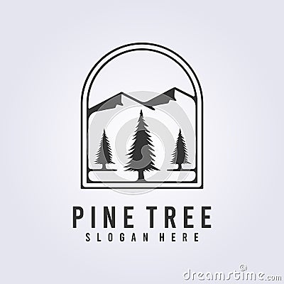 evergreen logo pine tree icon symbol vector illustration design.. Cartoon Illustration