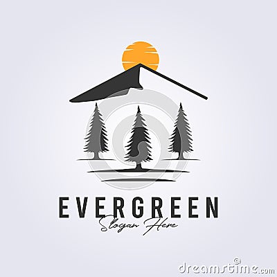 evergreen logo pine tree icon symbol vector illustration design.. Cartoon Illustration