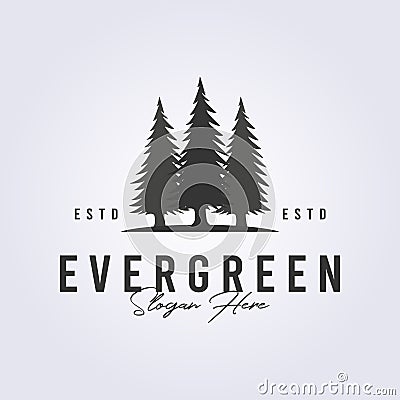 evergreen logo pine tree icon symbol vector illustration design.. Cartoon Illustration