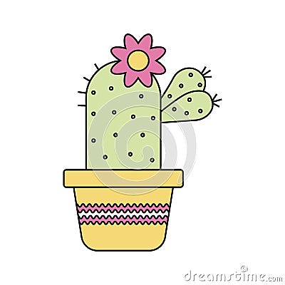 Evergreen plant illustration. Vector cactus in flat style Vector Illustration